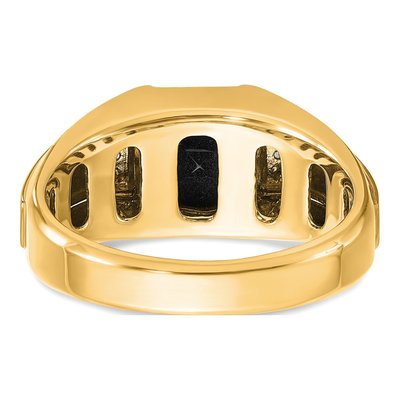 Men's 10K Yellow Gold Onyx & Diamond Ring – view 5
