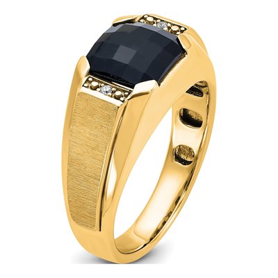 Men's 10K Yellow Gold Onyx & Diamond Ring – view 6
