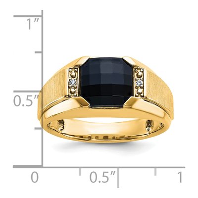 Men's 10K Yellow Gold Onyx & Diamond Ring – view 7