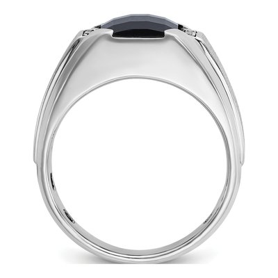 Men's 14K White Gold Onyx & Diamond Ring – view 3