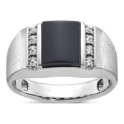 Men's 10K White Gold Onyx Diamond Ring Mounting