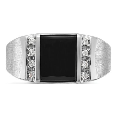 Men's 14K White Gold Onyx Diamond Ring Mounting – view 5