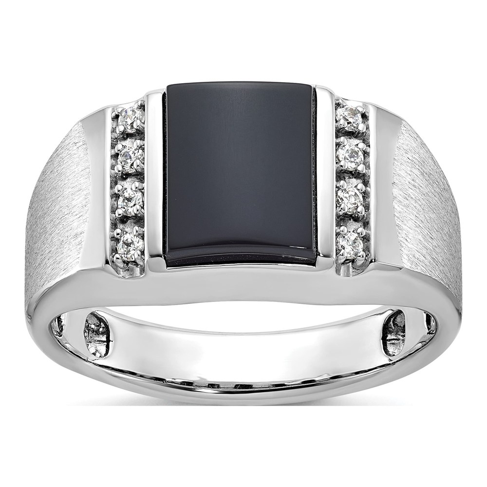 IB Goodman 14K White Gold Men's Onyx & Diamond Ring