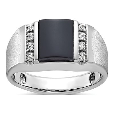 Men's 14K White Gold Onyx Diamond Ring Mounting