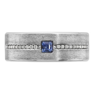 Men's 14K White Gold Sapphire Diamond Ring Mounting – view 6