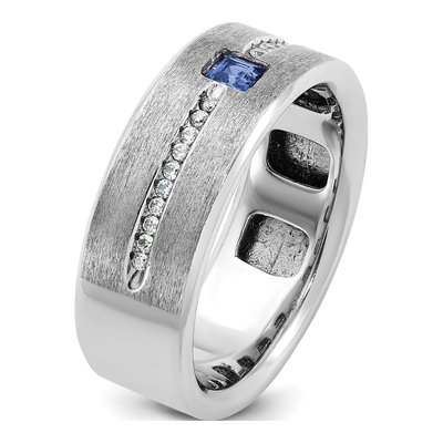 Men's 14K White Gold Sapphire Diamond Ring Mounting – view 8