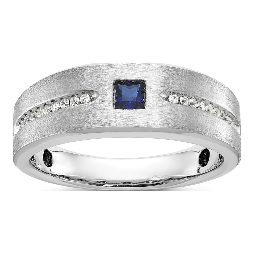 Men's 14K White Gold Sapphire Diamond Ring Mounting