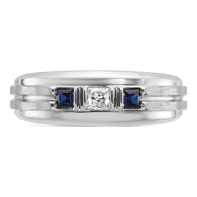 Men's 14K White Gold Sapphire Diamond Ring Mounting – view 6