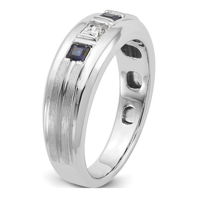 Men's 14K White Gold Sapphire Diamond Ring Mounting – view 8