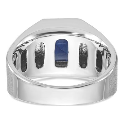 Men's 10K White Gold Sapphire Diamond Ring Mounting – view 7
