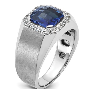 Men's 10K White Gold Sapphire Diamond Ring Mounting – view 8