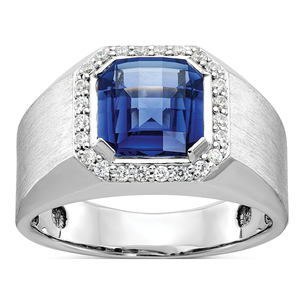 Men's 10K White Gold Sapphire Diamond Ring Mounting