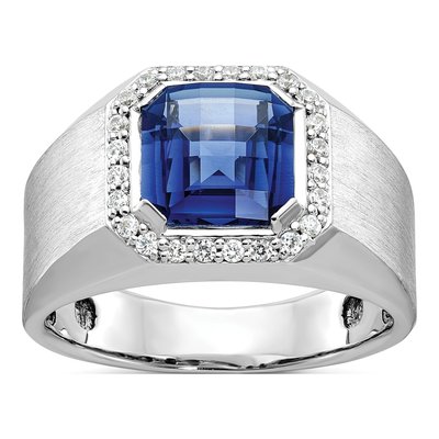 Men's 10K White Gold Sapphire Diamond Ring Mounting