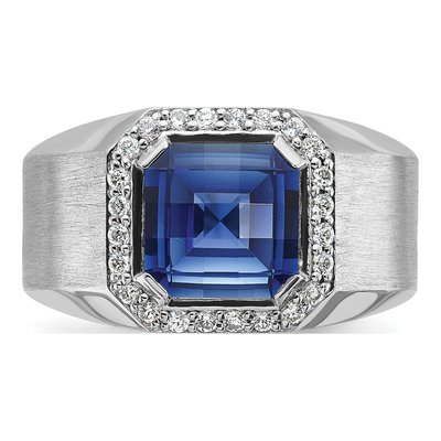 Men's 14K White Gold 1/3 ct tw Lab-Created Sapphire & Diamond Ring – view 6