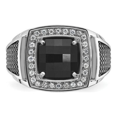Men's 10K White Gold 0.28 ct tw Onyx Diamond Ring – view 6