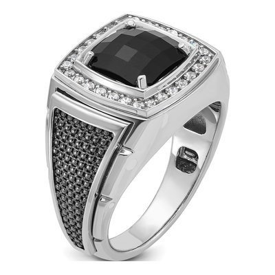 Men's 10K White Gold 0.28 ct tw Onyx Diamond Ring – view 8