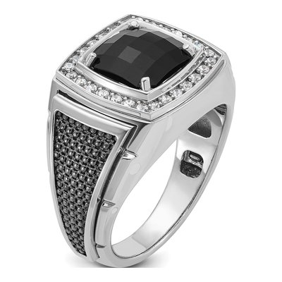 Men's 14K White Gold 1/4 ct tw Onyx & Diamond Ring – view 8