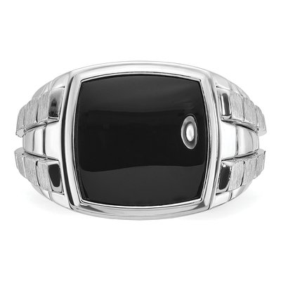 Men's 14K White Gold Onyx Ring Mounting – view 6