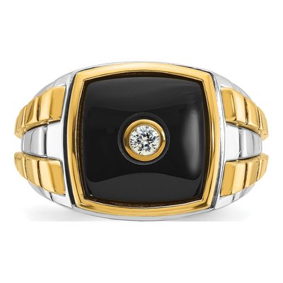 Men's 10K Two-Tone Gold Onyx Diamond Ring Mounting – view 6