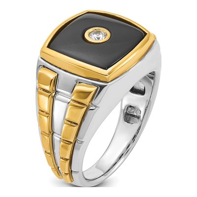 Men's 10K Two-Tone Gold Onyx Diamond Ring Mounting – view 8