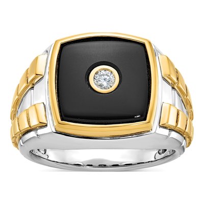 Men's 10K Two-Tone Gold Onyx Diamond Ring Mounting