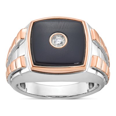 Men's 14K Two-Tone Gold Onyx Diamond Ring Mounting