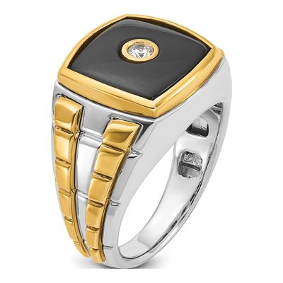 Men's 14K Two-Tone Gold Onyx Diamond Ring Mounting – view 8