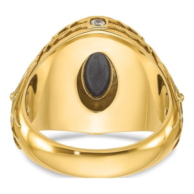 Men's 10K Yellow Gold Oval Onyx Diamond Ring Mounting – view 7