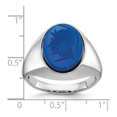 Men's 14K White Gold Blue Agate Ring – view 3