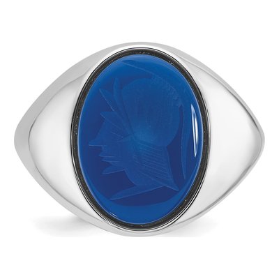 Men's 14K White Gold Blue Agate Ring – view 6