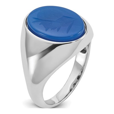 Men's 14K White Gold Blue Agate Ring – view 8