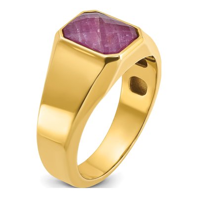 Men's 14K Yellow Gold Ruby Doublet Ring – view 8