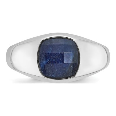 Men's 10K White Gold Lab-Created Sapphire Doublet Ring – view 4