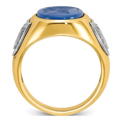 Men's 10K Two-Tone Gold Blue Agate Soldier Ring – view 2