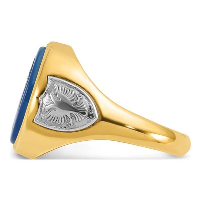 Men's 10K Two-Tone Gold Blue Agate Soldier Ring – view 3