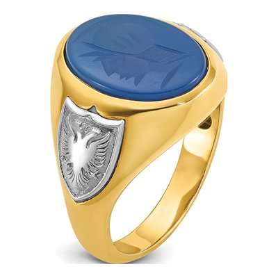 Men's 10K Two-Tone Gold Blue Agate Soldier Ring – view 6