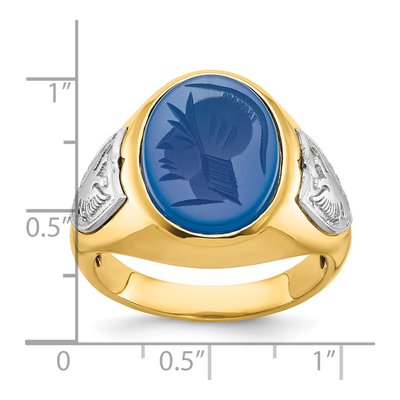 Men's 10K Two-Tone Gold Blue Agate Soldier Ring – view 7