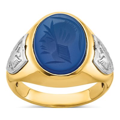 Men's 14K Two-Tone Gold Blue Agate Ring Mounting