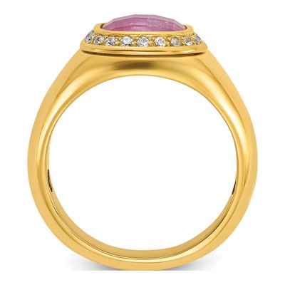 Men's 10K Yellow Gold 1/5 ct tw Ruby Diamond Ring – view 2