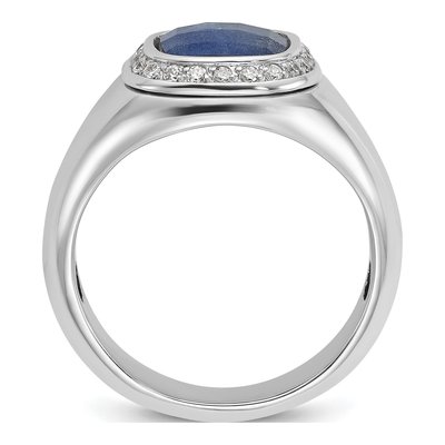 Men's 14K White Gold Sapphire Diamond Ring Mounting – view 2