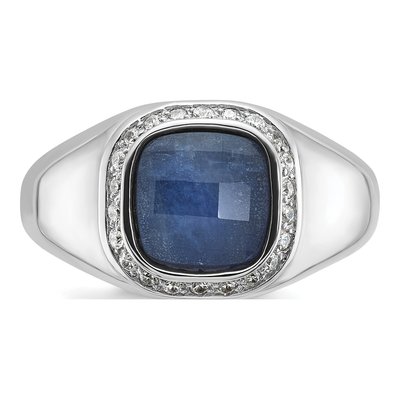 Men's 14K White Gold Sapphire Diamond Ring Mounting – view 6