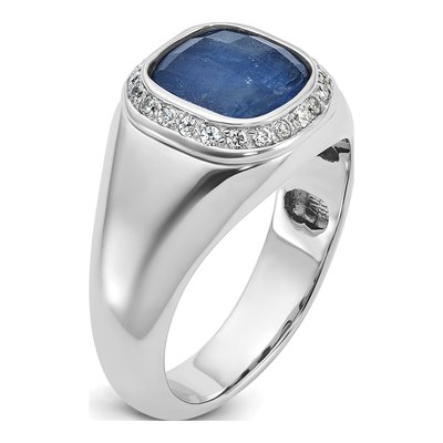 Men's 14K White Gold Sapphire Diamond Ring Mounting – view 8