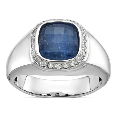 Men's 14K White Gold Sapphire Diamond Ring Mounting