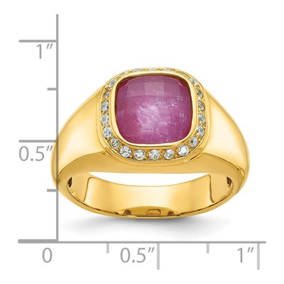 Men's 14K Yellow Gold Ruby Diamond Ring Mounting – view 3