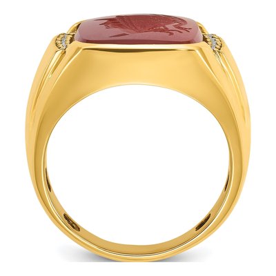 Men's 14K Yellow Gold Carnelian Diamond Ring Mounting – view 2