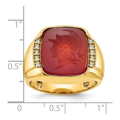 Men's 14K Yellow Gold Carnelian Diamond Ring Mounting – view 3