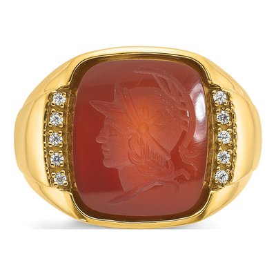 Men's 14K Yellow Gold Carnelian Diamond Ring Mounting – view 6