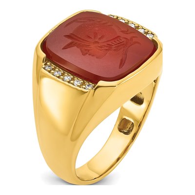 Men's 14K Yellow Gold Carnelian Diamond Ring Mounting – view 8
