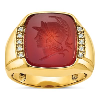 Men's 14K Yellow Gold Carnelian Diamond Ring Mounting