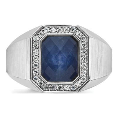 Men's 14K White Gold Sapphire Doublet Ring Mounting – view 6